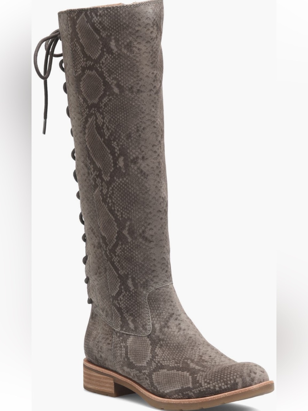 Sofft Women’s Sharnell Il Gray Snake-Print Knee High Lace-Up Boot Sz 6 NWB